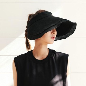 韓版春夏季騎車遮陽帽子女輕便可折疊防紫外線防曬空頂大檐太陽帽