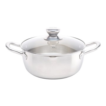 鍋寶304不鏽鋼雙耳湯鍋 耐酸鹼抗鏽蝕 導磁複合金鍋底 透明強化玻璃蓋  20cm  1個  22cm