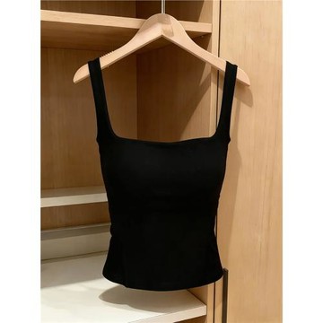 高級sexy的美背帶胸墊吊帶背心女夏季辣妹修身顯瘦短款遮副乳上衣