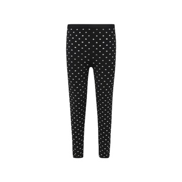 Alexander Wang - Black Cotton Stretch Crystal Logo Print Leggings