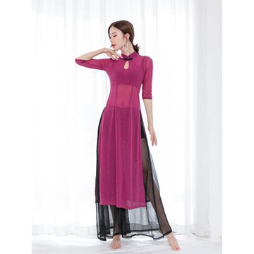 古典舞服漢服演出服旗袍服女練功闊腿褲紗衣舞蹈中國風身韻服飄逸