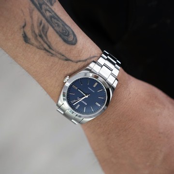 Relax Time 太陽能系列 情人對錶 RT-105S-3M 立體格紋太陽能男錶 藍 40mm