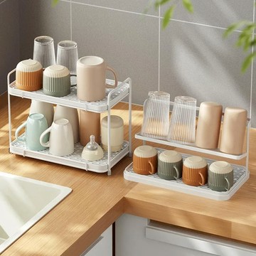 YOUFONE LIFE 雙層扶手置杯架/收納杯瓶置物架 兩色 - 白色