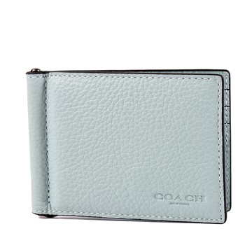 COACH 男款 荔枝紋證件/鈔票夾-淺藍