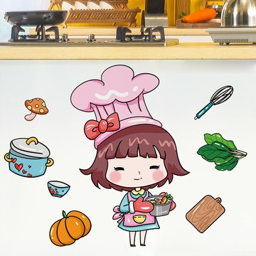 優購生活~小廚師冰箱貼紙創意卡通廚房櫥柜餐廳裝飾品墻紙貼畫防水墻貼墻紙 玻璃貼 壁紙 壁貼 玻璃靜電貼 窗戶貼防窺貼
