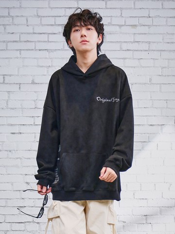 復古麂皮絨連帽T