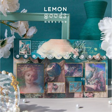 🍋檸檬青🍋清倉現貨超美燙金集物系列4款單張入復古少女油畫貼紙手帳裝飾素材