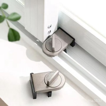 臺灣發☕推拉窗移窗鎖扣平移門窗扣紗窗鎖固定器兒童防護窗戶限位器推拉門 CQJT