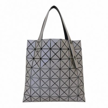 ISSEY MIYAKE  BAOBAO 皮質幾何方格7x7手提包(深灰褐)霧面