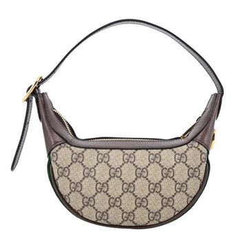 GUCCI Ophidia GG印花帆布迷你半月手提/肩背包(卡其)