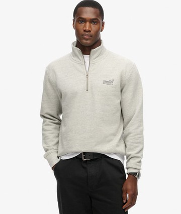 Superdry Men's Essential Logo Half Zip Sweatshirt Grey Size: L