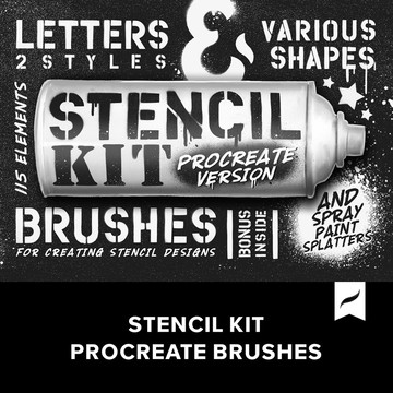 Procreate筆刷 | Stencil Kit Procreate Brushes 115款塗鴉噴漆筆刷