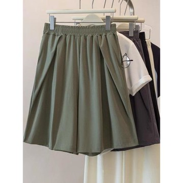 大碼300斤胖mm女夏季寬松一體遮肉高腰顯瘦柔軟小眾闊腿五分褲裙