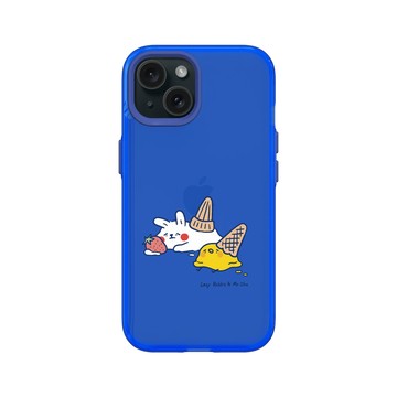 iPhone 15 Clear 激光藍 - 懶散兔與啾先生 Lazy Rabbit and Mr.Chu - 融化的冰