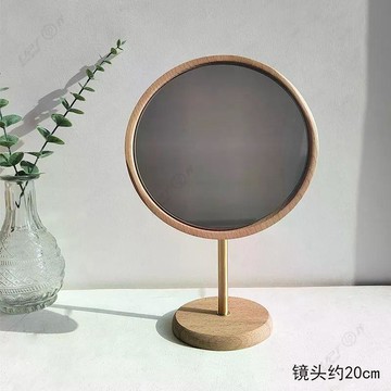 桌面復古鏡子 臺式化妝鏡梳妝檯 家用立式高清旋轉臥室實木梳妝鏡
