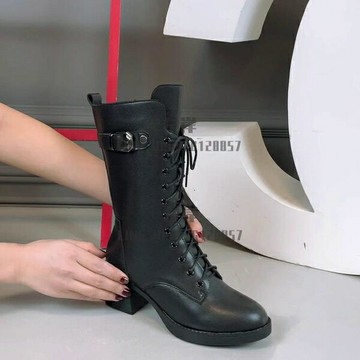 真皮馬丁靴女英倫風中筒靴女圓頭粗跟短靴女【雲木雜貨】