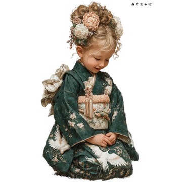 【12月新品4】07-114-0291 人物貼紙 和服復古