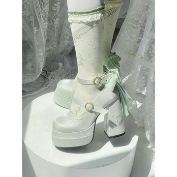 現貨浮夢鈴蘭Lolita原創防水臺小眾設計優雅高跟蝴蝶結瑪麗珍鞋