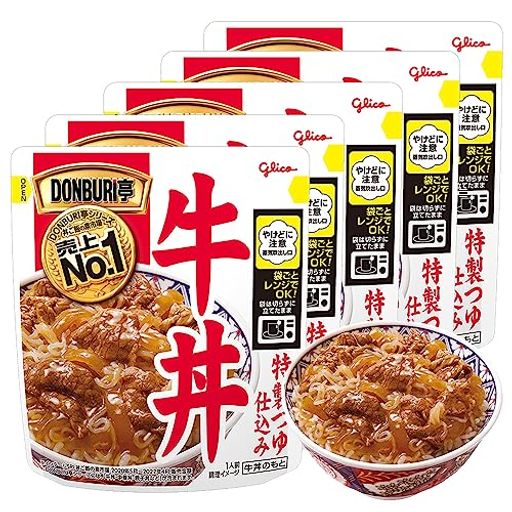 グリコ DONBURI亭 牛丼 180G5個(袋ごと電子レンジOK)