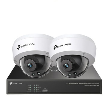 TP-Link 昌運監視器 組合 VIGI NVR1004H-4P 4路 PoE+ 網路主機+VIGI C240I VIGI 4MP 紅外線球型監視器*2