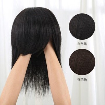 假髮真髮絲-仿真自然短直髮20cm女假髮2色73uh45【獨家進口】【米蘭精品】