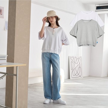 【ERSS】女裝 短袖 五分袖 女生 t恤 短袖上衣 鬱金香袖  純棉 白色【K70385】