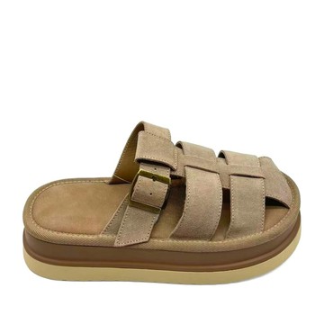 LA CONTE PARIS WOMEN'S BEIGE WEDGE SLIPPERS 米白色女款鞋子