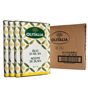 【Olitalia奧利塔】義大利 奧利塔純橄欖油3公升*4瓶(原箱)