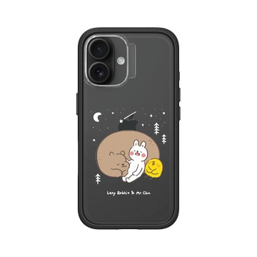 iPhone 16 Mod NX 黑 - 懶散兔與啾先生 Lazy Rabbit and Mr.Chu - 依偎