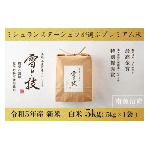 ふるさと納税 新潟県 南魚沼市 最高金賞受賞 南魚沼産コシヒカリ 雪と技 5kg　農薬8割減・化学肥料不使用栽培