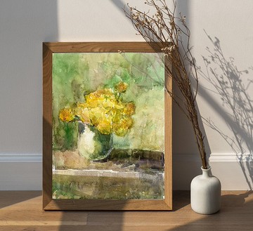 蒲公英原創藝術水彩花卉美麗的靜物牆藝術