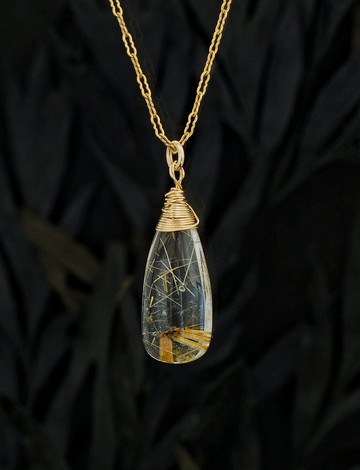 14K GF 金髮晶頸鍊 ( Rutilated Quartz Dainty necklace -05 )