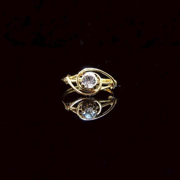 【心環鑽戒】-包K金線編織戒指。紀念戒。晶鑽戒。施華洛世奇水晶