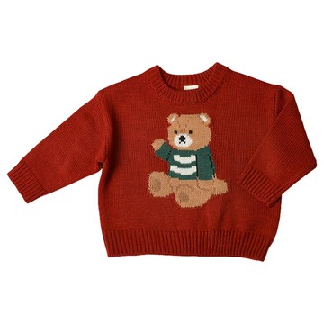 akachan honpo - 針織休閒上衣-緹花-紅色