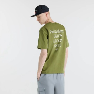 New Balance NEW BALANCE 短T NB 綠色 郵票 圖案 短袖 上衣 男 MT6216IHGEE