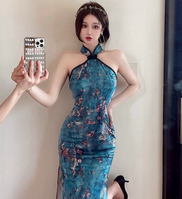 2022年夏季新款少女年輕款改良版旗袍連衣裙性感別致驚艷收腰裙子