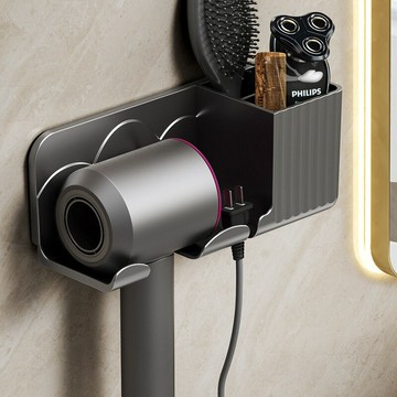 衛生間置物架免打孔吹風機置物架掛壁廁所多功能收納架電吹風架