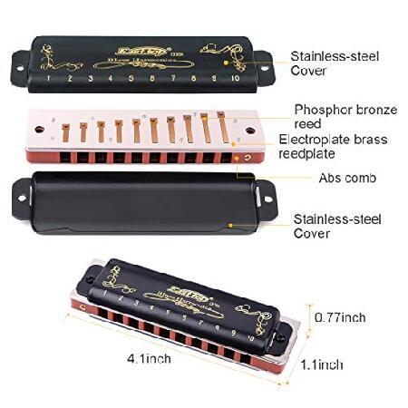 Easttop Harmonica Sets Keys in Key of A B C D E F G 10 Hole 20 Tones with Case Bag ＆ Cleaning Cloth for Adult, Professional Player,Beginner,Student