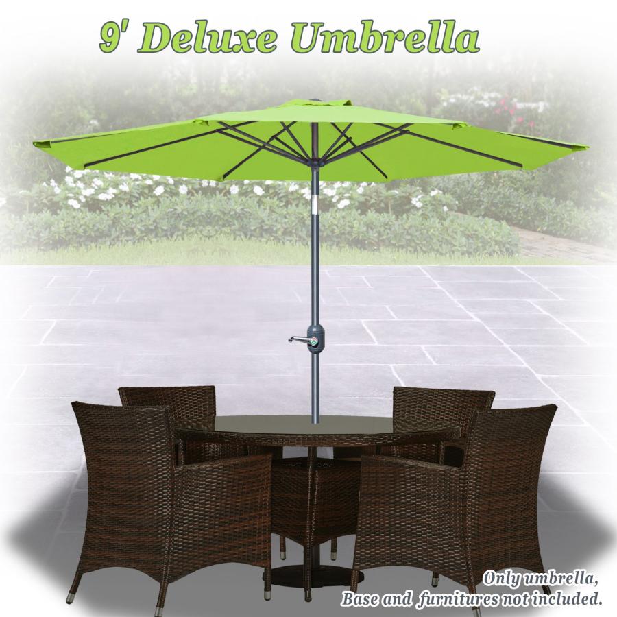 Strong Camel 9ft Patio Umbrella with Tilt and Crank Ribs Outdoor Garden Market Umbrella Sunshade (Lemon Green)