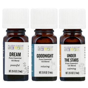 Aura Cacia, 睡眠套件，全混合精油，3 瓶，每瓶 0.25 液量盎司（7.4 毫升）