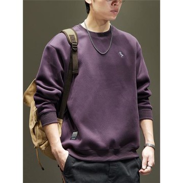 (免運)420g重磅刺繡圓領衛衣男寬松休閑加絨上衣潮牌秋冬季2025新款外套