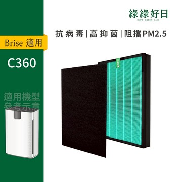 適用 Brise C360 AI智能空氣清淨機 HEPA抗菌濾芯 蜂巢顆粒活性碳 複合式濾網 綠綠好日