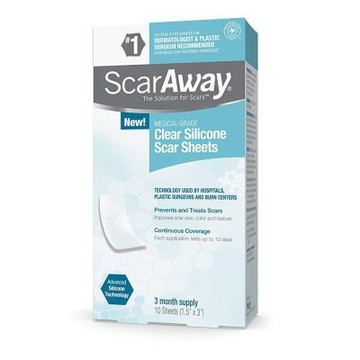 【ScarAway培瑞克】皮膚護理矽膠貼片-透明10片/盒裝(3.8cm *7.62cm)