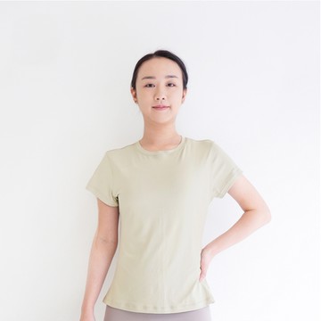 【Mukasa】DURABLE 簡約短袖運動上衣 - 奶油杏 - MUK-22041