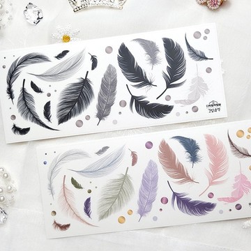 ：羽毛 (顏色/黑色)：霧面透明貼紙