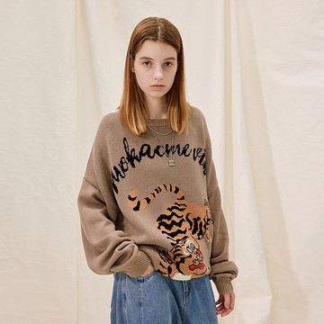 MOKACME VIBE 21AW秋冬原創下山虎提花毛衣針織衫虎年寅年