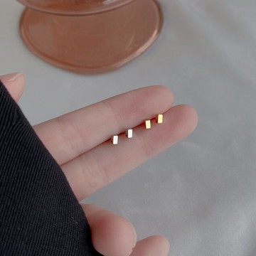 925純銀方塊耳釘女年新款潮簡約耳環夏ins冷淡風氣質小巧耳飾