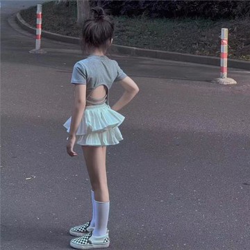 童裝女童ins網紅韓版百褶裙春夏a字裙半身裙褲蓬蓬蛋糕裙超短裙子