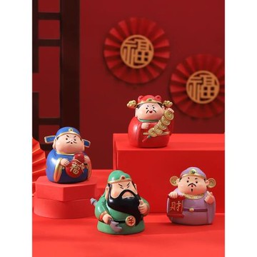 五路財神擺件趙公明關公羽手辦公桌面工位小神仙全套客廳玄關裝飾