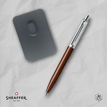 客製化刻字【SHEAFFER】Sentinel 系列 哨兵原子筆 棕+手機磁性卡夾禮盒 (原廠正貨)